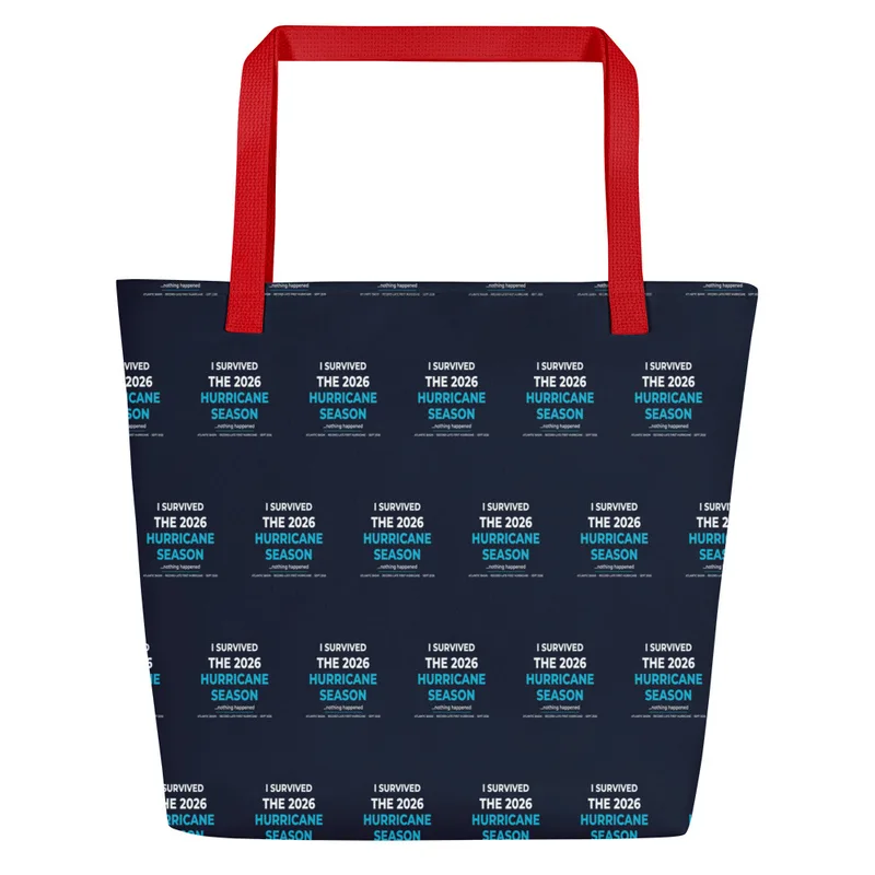 All-Over Print Large Tote Bag w/ Pocket in Red