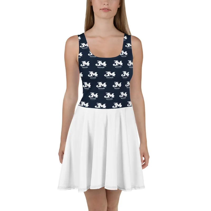 All-Over Print Skater Dress in White