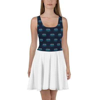 All-Over Print Skater Dress in White