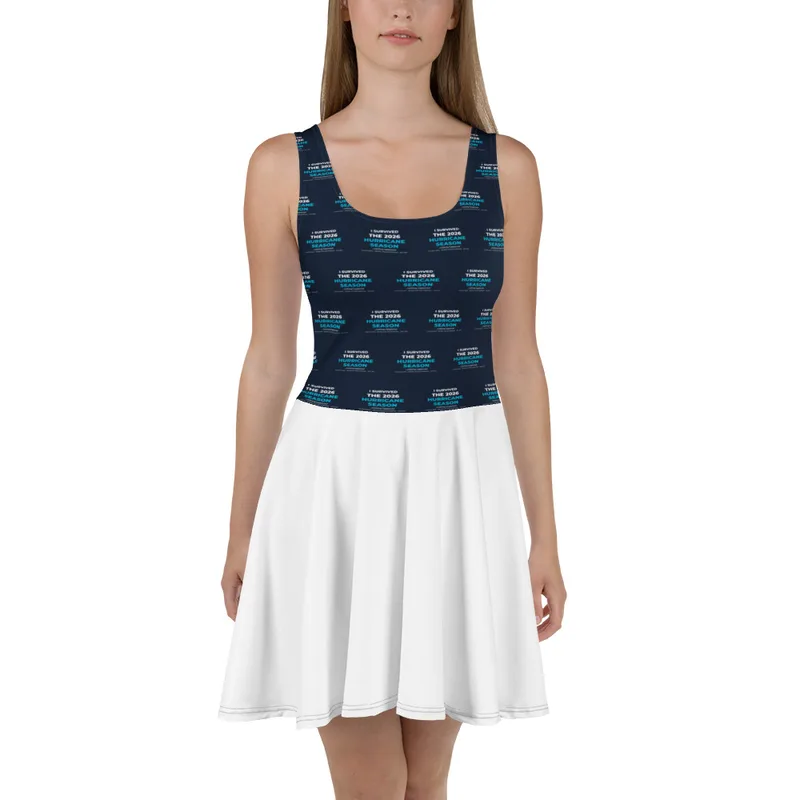 All-Over Print Skater Dress in White