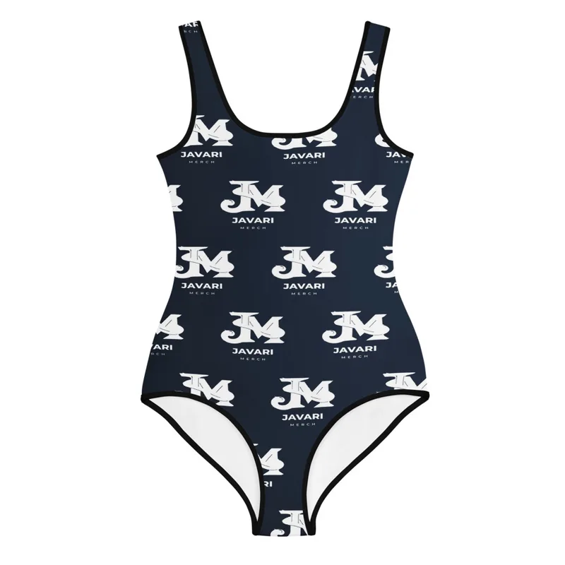 All-Over Print Youth Swimsuit in White