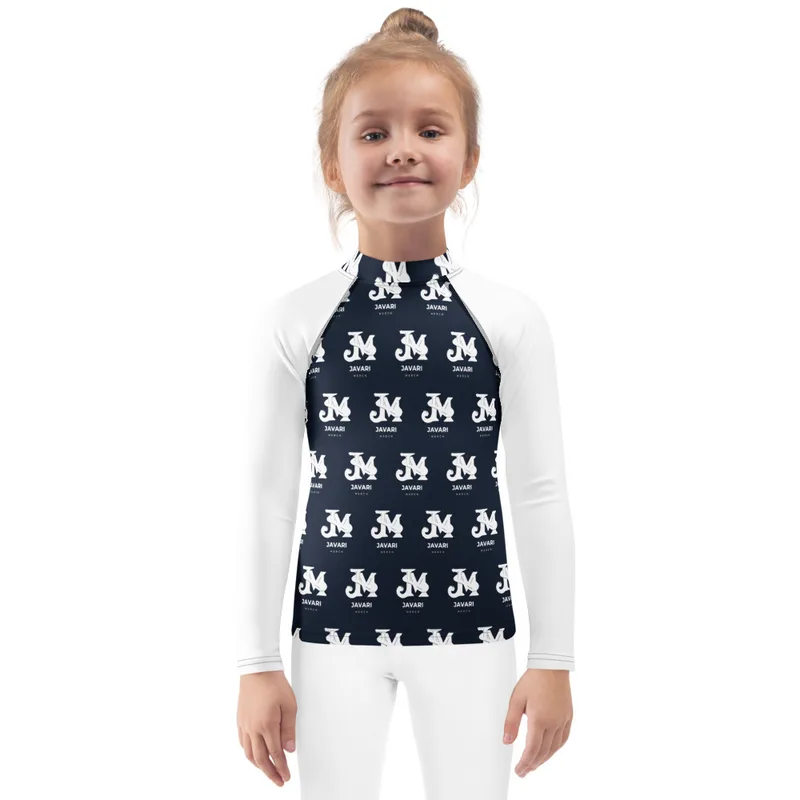 All-Over Print Kids Rash Guard in White