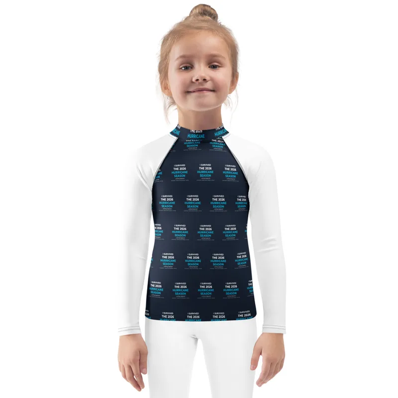 All-Over Print Kids Rash Guard in White
