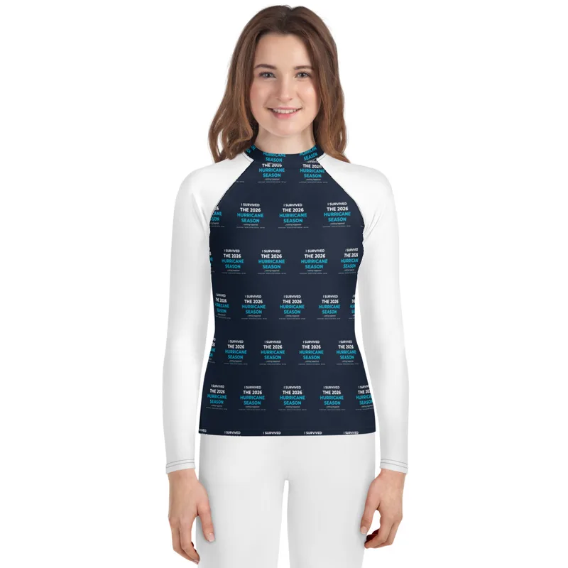 All-Over Print Youth Rash Guard in White