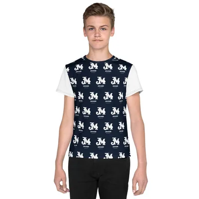 All-Over Print Youth Crew Neck T-shirt in White