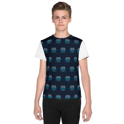 All-Over Print Youth Crew Neck T-shirt in White
