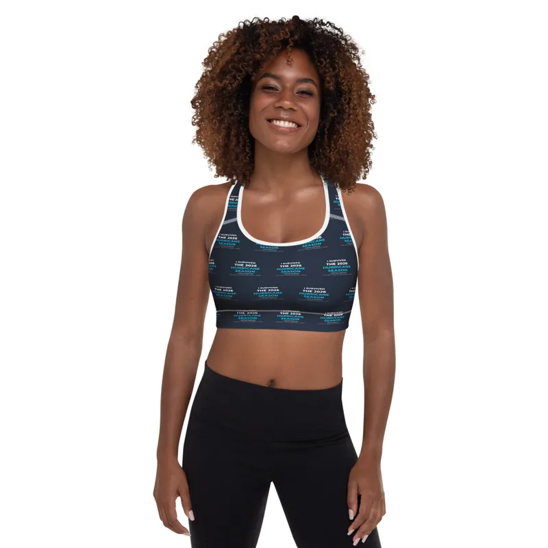 All-Over Print Padded Sports Bra in White