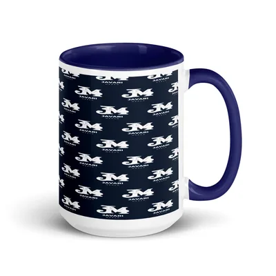 White Ceramic Mug with Color Inside in Dark Blue