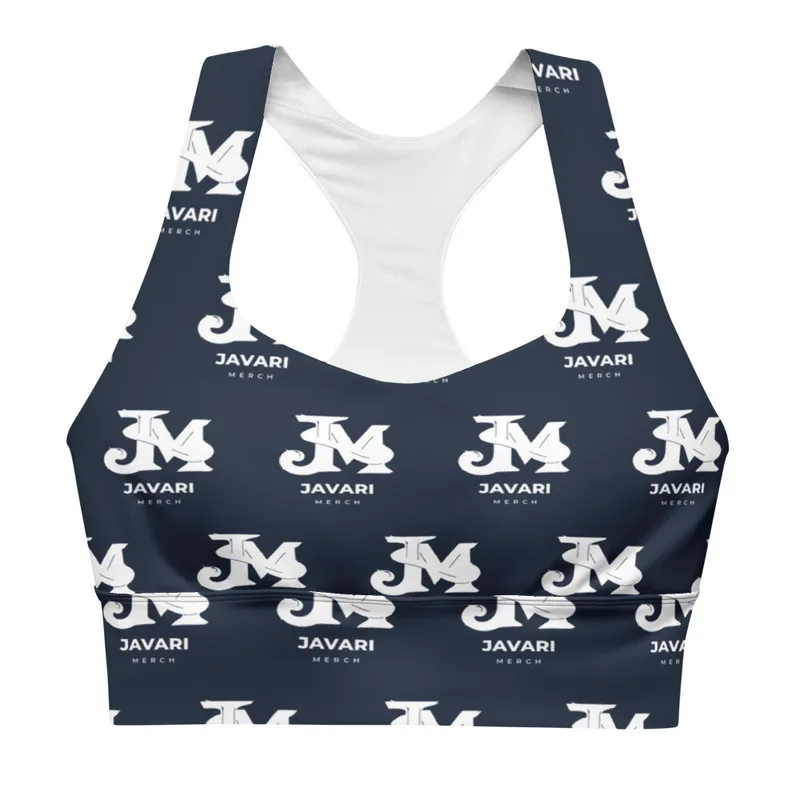 All-Over Print Longline Sports Bra in White