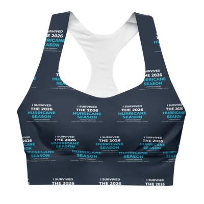 All-Over Print Longline Sports Bra in White