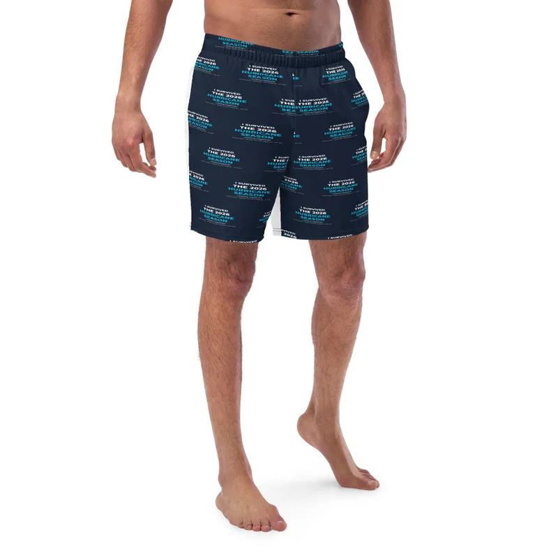 All-Over Print Recycled Swim Trunks in White