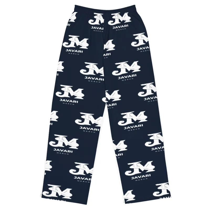 All-Over Print Unisex Wide-Leg Pants in White