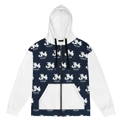 All-Over Print Recycled Unisex Zip Hoodie in White