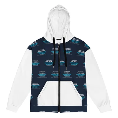 All-Over Print Recycled Unisex Zip Hoodie in White