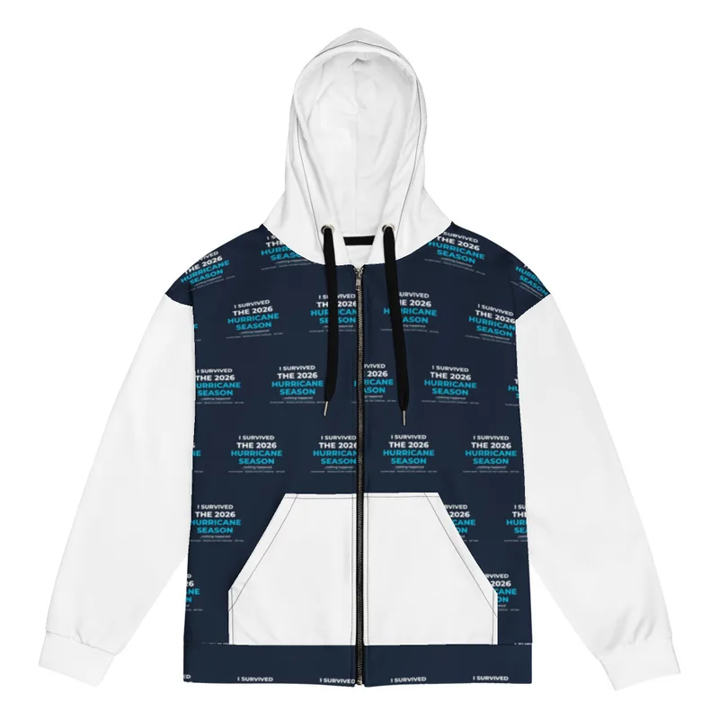 All-Over Print Recycled Unisex Zip Hoodie in White