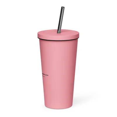 Insulated Tumbler with a Straw in Pink
