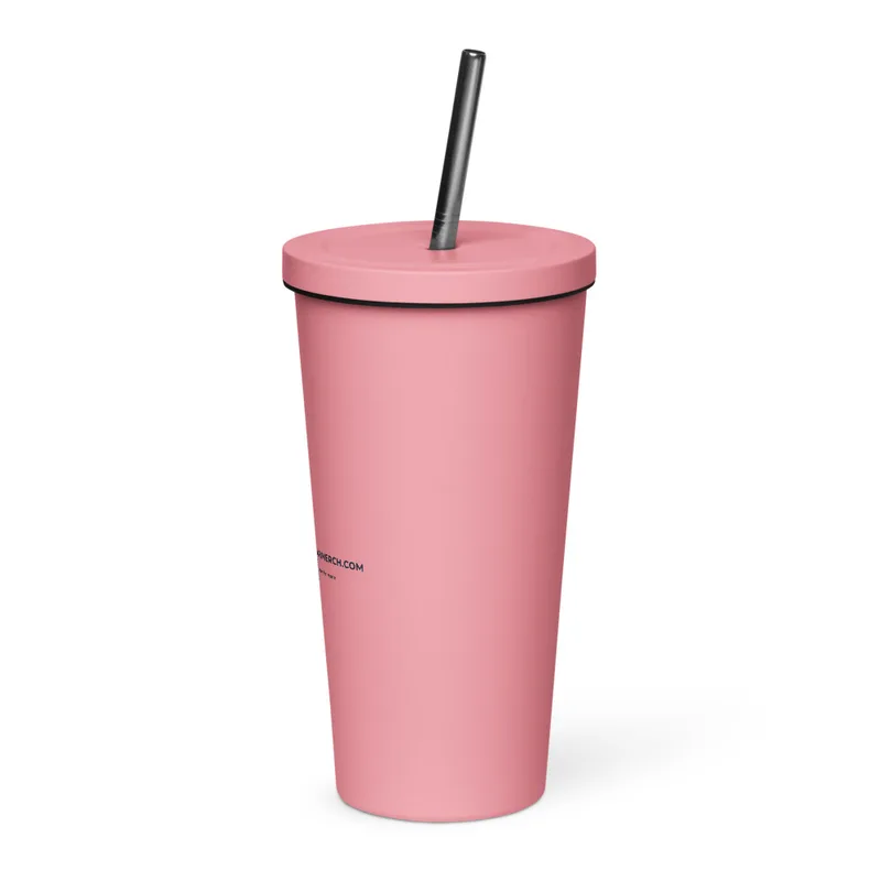 Insulated Tumbler with a Straw in Pink
