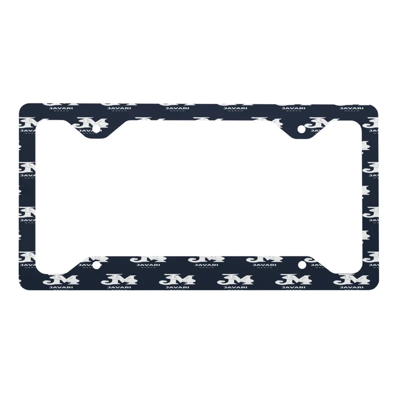 Metal License Plate Frame in White Front, Silver Back