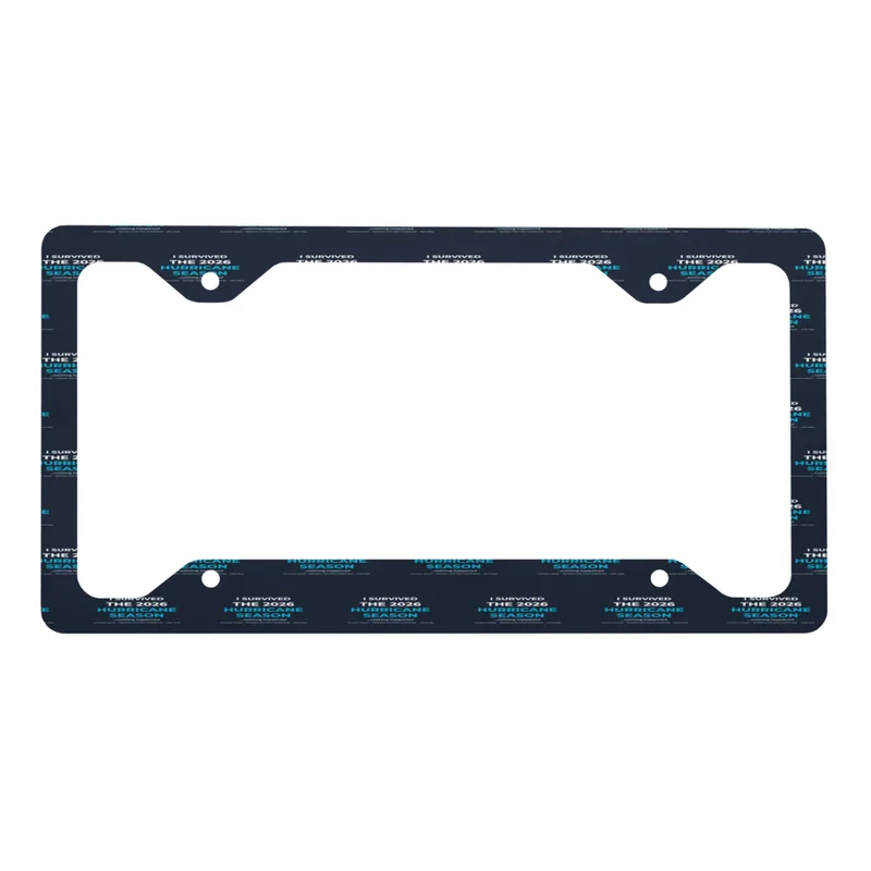 Metal License Plate Frame in White Front, Silver Back