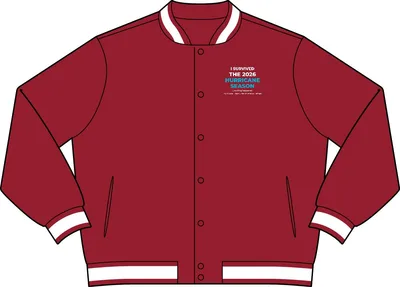 Insulated Varsity Jacket in Deep Red
