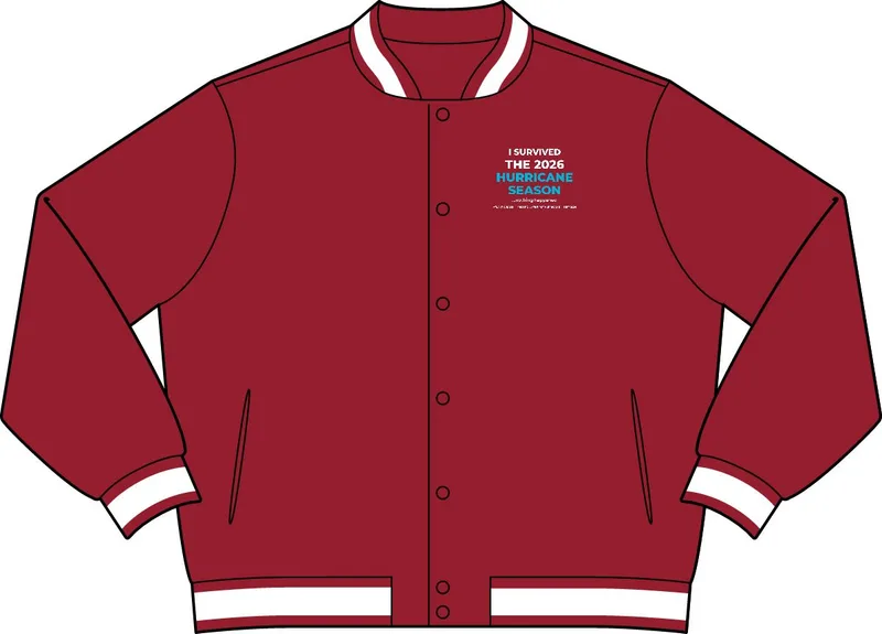Insulated Varsity Jacket in Deep Red