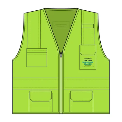 Unisex 6 Pocket Contrast Class 2 Vest in Lime