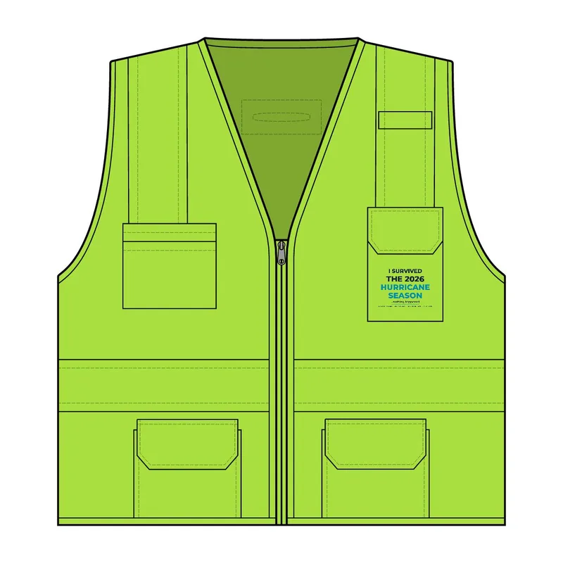 Unisex 6 Pocket Contrast Class 2 Vest in Lime