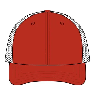 Double Mesh Snapback Sandwich Bill Cap in Black/ Red