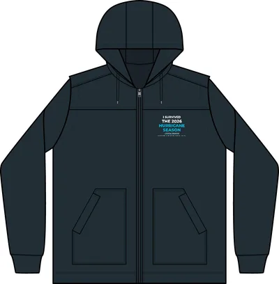 Duck Fleece Full-Zip Hooded Jacket in Navy/ Heather Grey