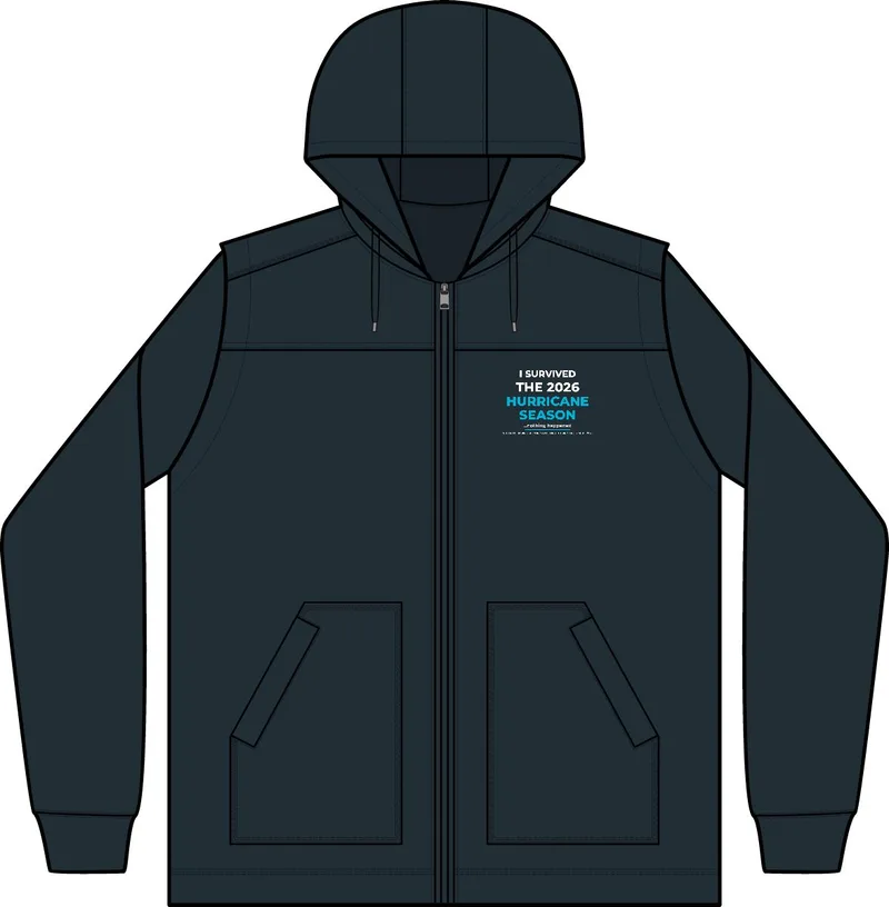Duck Fleece Full-Zip Hooded Jacket in Navy/ Heather Grey