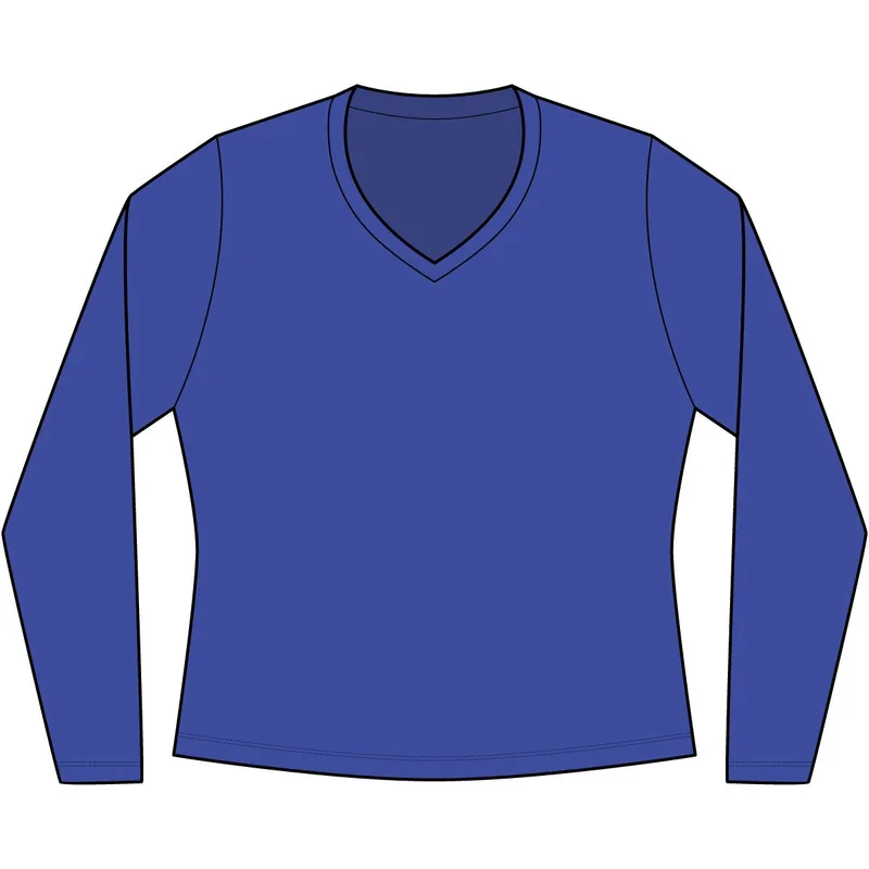 Women's Halftime Stripe Long Sleeve V-Neck Tee in True Royal/ Vintage Heather