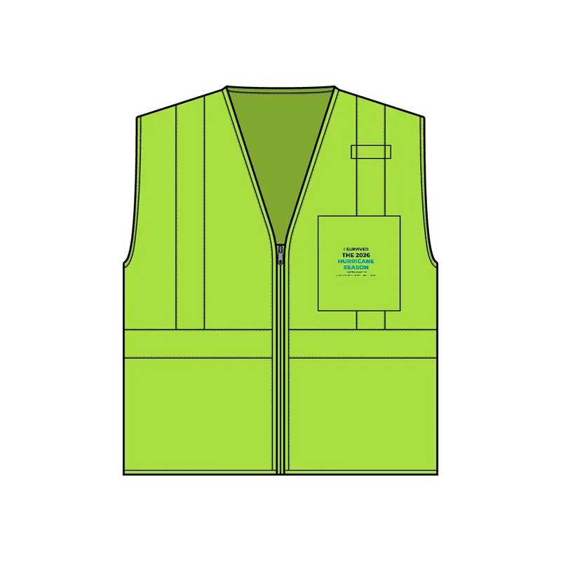 Unisex Single Pocket Zipper Mesh Class 2 Vest in Lime