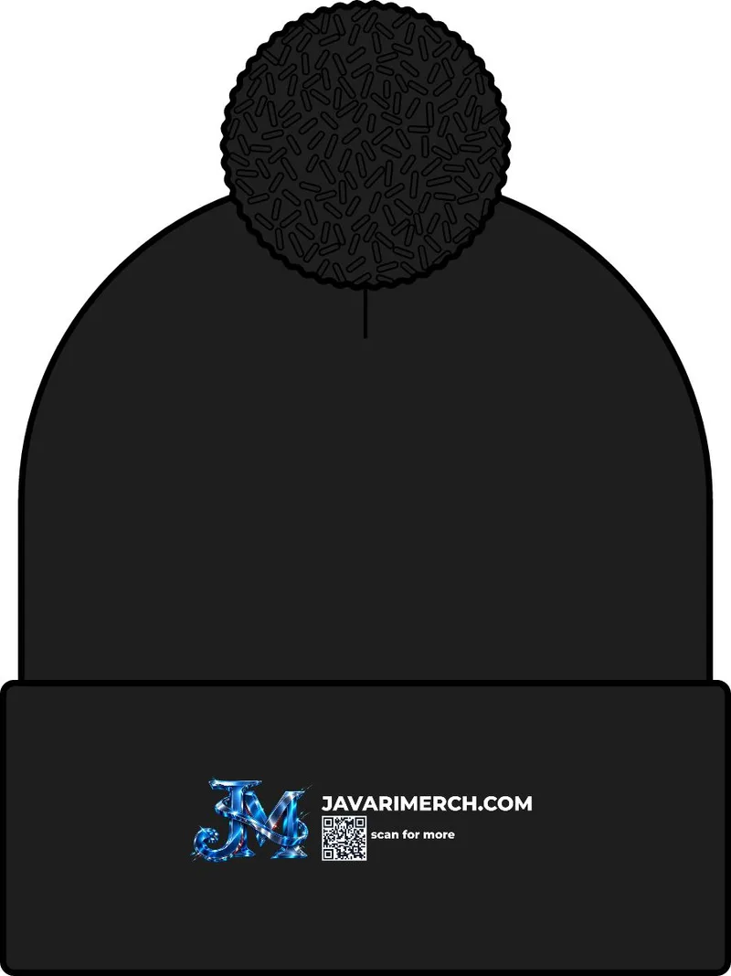 Halftime Heather Pom Beanie in Black/ Silver