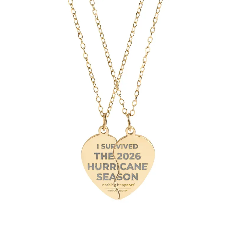 Break Apart Heart Necklace Set (Engraving) in 18K Gold PVD coating