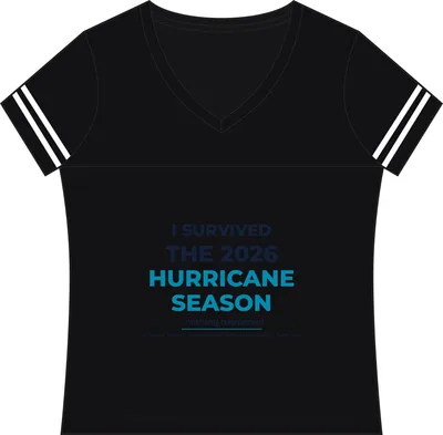 Women's Football V-Neck Fine Jersey Tee in Black Solid/ White