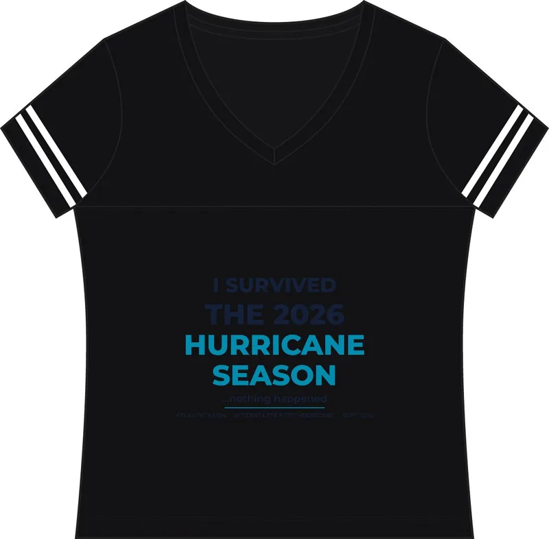 Women's Football V-Neck Fine Jersey Tee in Black Solid/ White