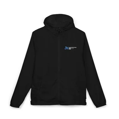 Unisex Full-Zip Windbreaker Jacket in Black