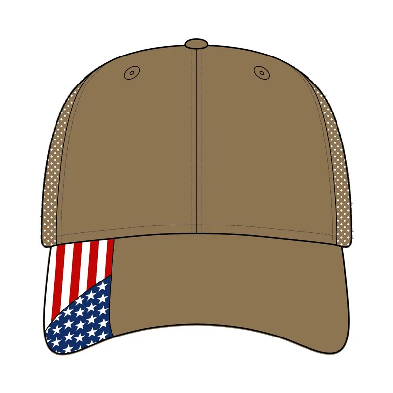 Camo Woven USA Flag Mesh Cap in Xtra/ Xtra/ USA Flag Mesh