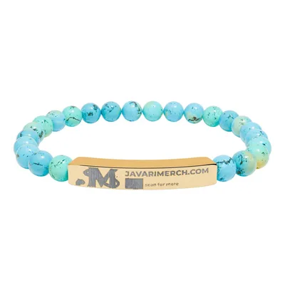Natural Stone Stretch Bar Bracelet (Engraving) in 18K Gold PVD coating