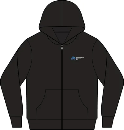 Unisex Triblend Lightweight Full-Zip Hooded Long Sleeve Tee in Charcoal Black TriBlend