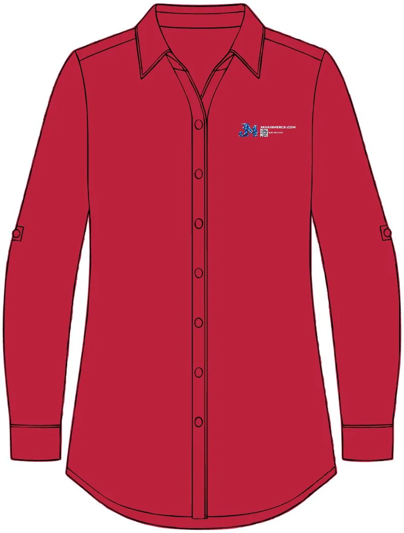 Women's Plaid Flannel Tunic in Engine Red/ Black