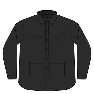 Women's Long Sleeve Twill Overshirt in Deep Black