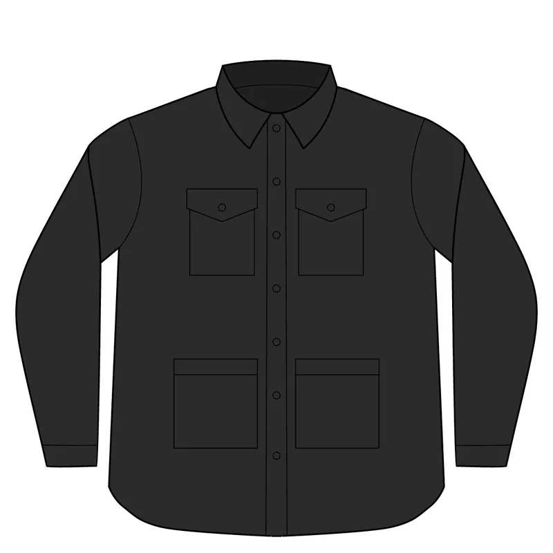 Women's Long Sleeve Twill Overshirt in Deep Black