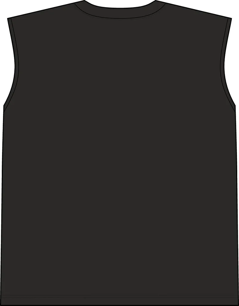 Unisex Heavyweight Cotton Garment-Dyed Mid-Length Muscle Tee in True Black