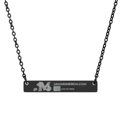 Horizontal Bar Necklace (Engraving) in Black PVD coating