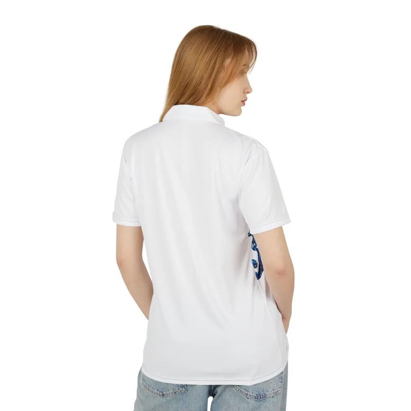 Unisex Polo Shirt (AOP) in Black stitching