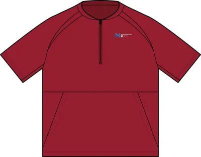 Repeat 1/2-Zip Short Sleeve Jacket in Deep Red