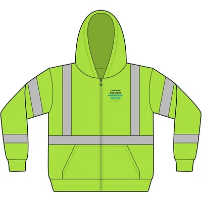 Unisex Hi-Vis Full-Zip Hooded Sweatshirt in Lime