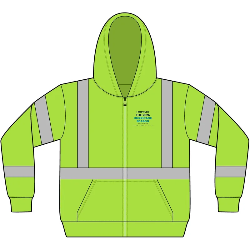 Unisex Hi-Vis Full-Zip Hooded Sweatshirt in Lime