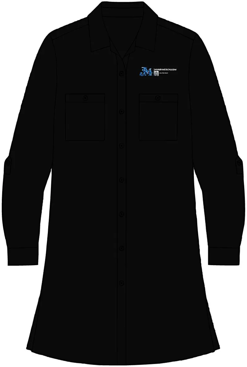Women's Textured Crepe Long Tunic in Deep Black